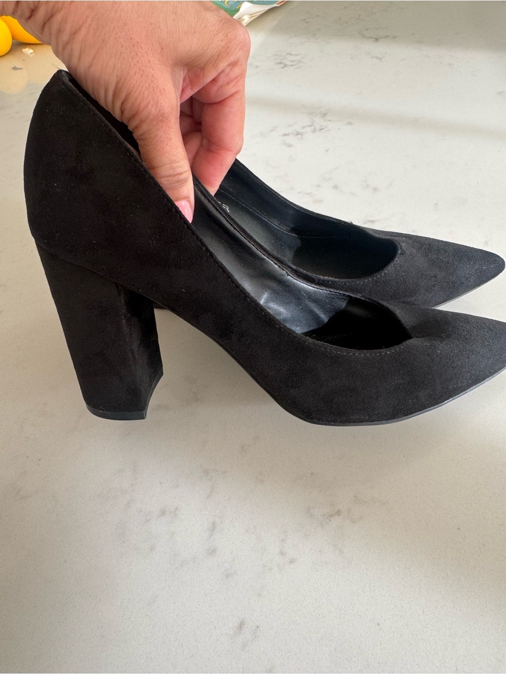 Marc Fisher Black Suede Block Heel Pumps